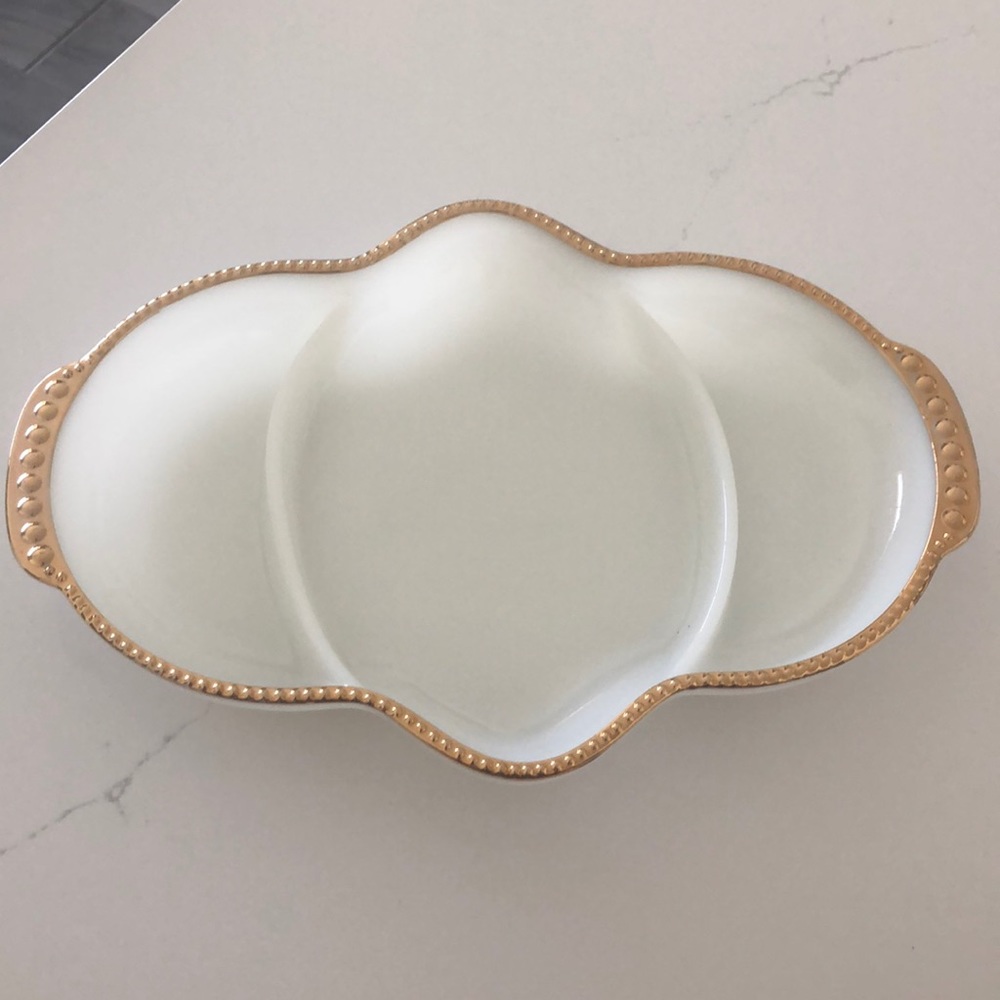 Fire King Milk Glass Relish Dish